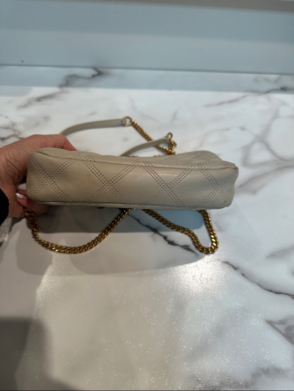 Saint Laurent Cream Quilted Leather Camera Bag with Gold Hardware - Picture 6 of 13